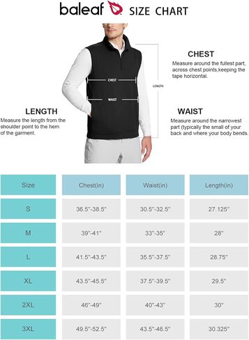 BALEAF Men's Golf Sweater Pullover Quater Zip Lightweight Fleece Lined Thermal Sleeveless Vest with Pockets Hiking Runing in Saudi Arabia