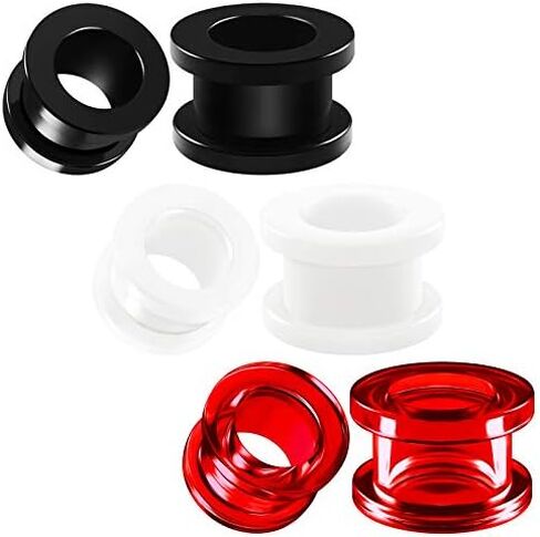 3 Pairs Black White Red Acrylic Screw flesh external Tunnels Piercing Jewelry Stretcher Ear Plugs Earring Lobe in Saudi Arabia