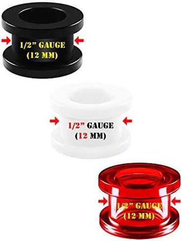 3 Pairs Black White Red Acrylic Screw flesh external Tunnels Piercing Jewelry Stretcher Ear Plugs Earring Lobe in Saudi Arabia