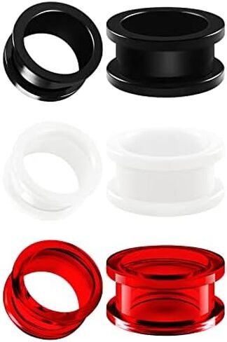 3 Pairs Black White Red Acrylic Screw flesh external Tunnels Piercing Jewelry Stretcher Ear Plugs Earring Lobe in Saudi Arabia