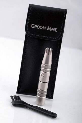 Groom Mate Platinum XL Nose & Ear Hair Trimmer with Leather Pouch & Brush - Engineered to Last a Lifetime - Made in USA in Saudi Arabia