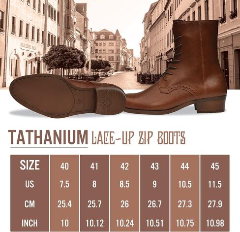 TATHANIUM Dark Tobacco Men's Boots, Casual Boots Motorcycle Lace Up Zip Boots, Business Casual Boot for Men, Original Military Boot, Original Full Grain Leather Fashion Boot in Saudi Arabia