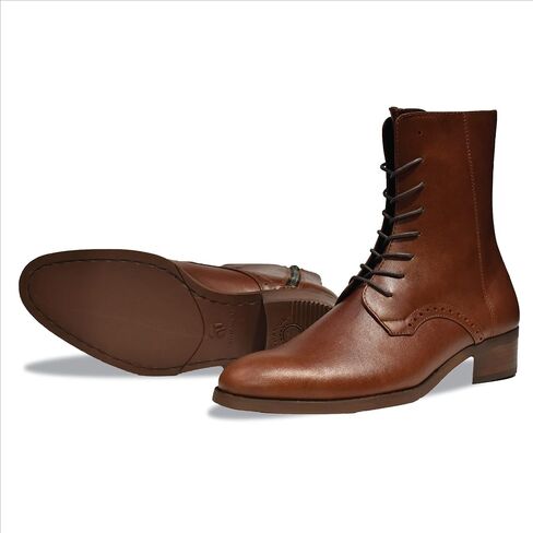 TATHANIUM Dark Tobacco Men's Boots, Casual Boots Motorcycle Lace Up Zip Boots, Business Casual Boot for Men, Original Military Boot, Original Full Grain Leather Fashion Boot in Saudi Arabia