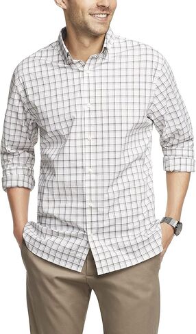Van Heusen Men's Classic Fit Stain Shield Never Tuck Stretch Pattern Button Down Shirt in Saudi Arabia