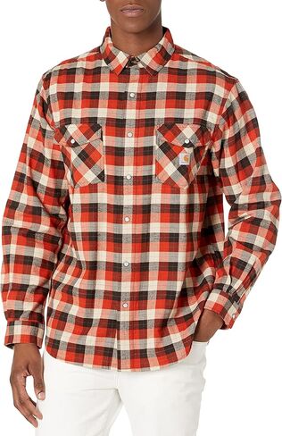 Carhartt Men's Rugged Flex Relaxed Fit Midweight Long-Sleeve Snap-Front Plaid Shirt in Kuwait