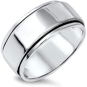 Spinner High Polish Cute Men's Wedding Ring .925 Sterling Silver Band Sizes 7-13 in Saudi Arabia