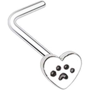 Covet Jewelry Heart Paw Animal Lover L-Shape Nose Ring in Kuwait