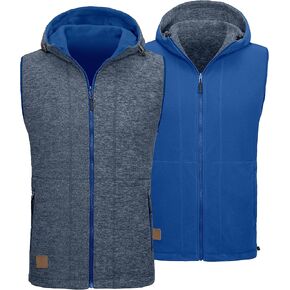 Little Donkey Andy Men's Reversible Fleece Vest Lightweight Warm Sleeveless Jacket with Hood for Hiking Walking Travel in Kuwait