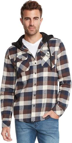 9 Crowns Men's Lightweight Plaid Flannel Shirt in Saudi Arabia