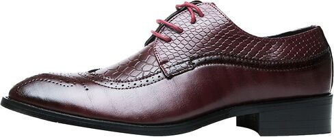 Oxford Shoes Men Brogue Pointed Toe Wingtip Lace-up Leather Formal Dress Shoes Black Tan Red in Kuwait