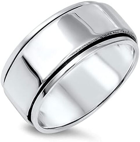 Spinner High Polish Cute Men's Wedding Ring .925 Sterling Silver Band Sizes 7-13 in Saudi Arabia