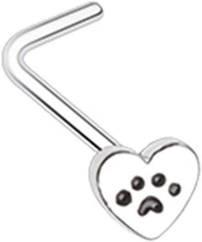 Covet Jewelry Heart Paw Animal Lover L-Shape Nose Ring in Saudi Arabia