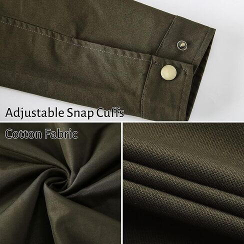 HIJEWE Men's Cotton Military Jackets Lightweight Canvas Lapel Cargo Coat Casual Outerwear with Detachable Hood in Saudi Arabia