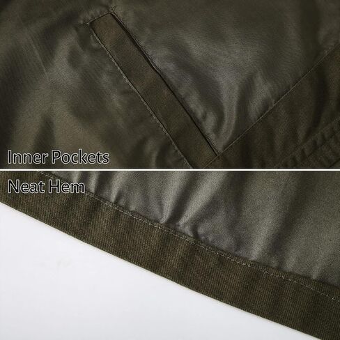 HIJEWE Men's Cotton Military Jackets Lightweight Canvas Lapel Cargo Coat Casual Outerwear with Detachable Hood in Saudi Arabia