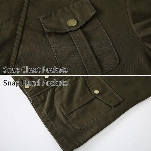 HIJEWE Men's Cotton Military Jackets Lightweight Canvas Lapel Cargo Coat Casual Outerwear with Detachable Hood in Saudi Arabia