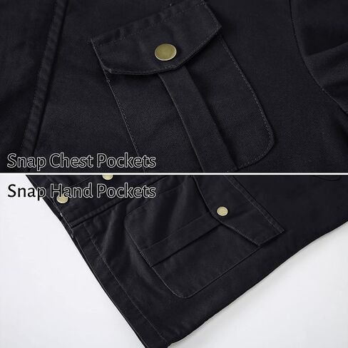 HIJEWE Men's Cotton Military Jackets Lightweight Canvas Lapel Cargo Coat Casual Outerwear with Detachable Hood in Saudi Arabia