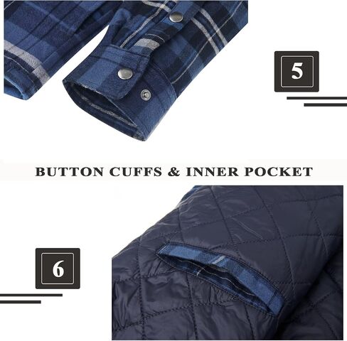 KEFITEVD Men's Flannel Shirt Jacket Winter Warm Long Sleeve Quilted Lined Plaid Coats Soft Button Down Thick Shirts with Hood in Saudi Arabia
