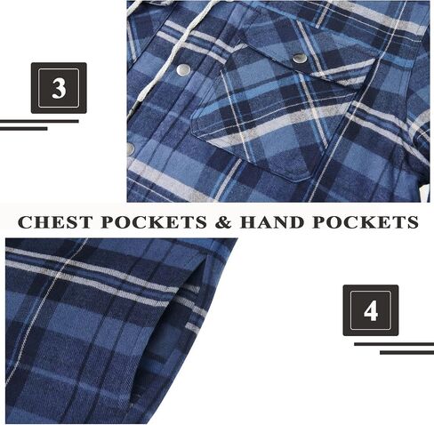 KEFITEVD Men's Flannel Shirt Jacket Winter Warm Long Sleeve Quilted Lined Plaid Coats Soft Button Down Thick Shirts with Hood in Saudi Arabia
