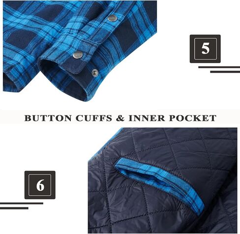 KEFITEVD Men's Flannel Shirt Jacket Winter Warm Long Sleeve Quilted Lined Plaid Coats Soft Button Down Thick Shirts with Hood in Saudi Arabia