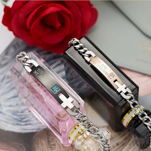 Couples Matching Set 2 Pieces Link Bracelet Titanium Stainless Steel Chain Wrist Cuff for Valentine's Day Gift Jewelry in Saudi Arabia