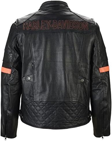 Men's Motorcycle Real Cow Leather Jacket for Moto Biker Black in Saudi Arabia