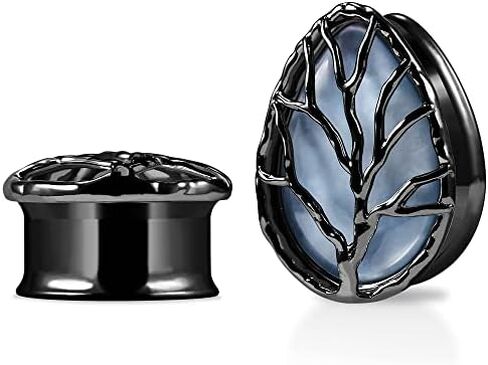 COOEAR Tear Drop Design Stainless Steel Gauges for Ears Lift Tree Natural Seashell Plugs and Tunnels. in Kuwait
