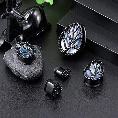 COOEAR Tear Drop Design Stainless Steel Gauges for Ears Lift Tree Natural Seashell Plugs and Tunnels. in Kuwait