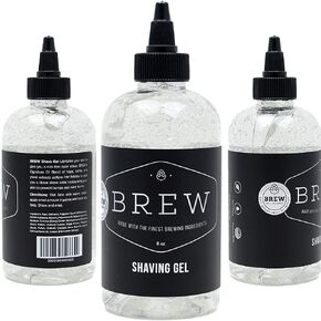 Beard Shave Gel by BREW Grooming - Clear Gel for Perfect Edging & Smooth Shaving - Made With Hops, Barley, Yeast Oil - Reduces Razor Irritation, Cuts & Nicks - Moisturizes, Cleans, Softens - 8 fl oz in Saudi Arabia