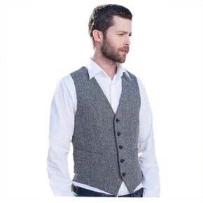 Classic Men's Tweed Vest, 100% Irish Wool, Made in Ireland, Green