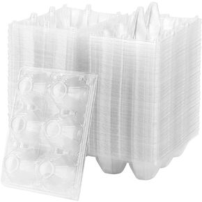 SOUJAP 100 Pack Clear Plastic Egg Cartons, 6 Cell Stackable Egg Storage Container with Lids, Egg Cartons Bulk for Family Pasture Farm Markets Display, Holds Up to 6 Eggs in Kuwait
