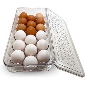 SOWELU Egg Holder for Refrigerator, 18 Eggs Case Organizer with Lid and Holder in Saudi Arabia