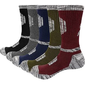 Men's Hiking Socks Moisture Wicking Casual Men Socks Mid Calf Cushioned Work Athletic Socks for Men, 5 Pairs in Saudi Arabia