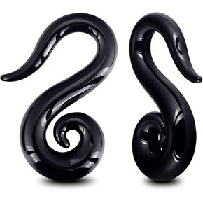 Beautidots Glass Ear Spiral Tapers Plugs Seahorse Shape Hanger Ear Gauges Stretchers Piercing 8g 6g 4g 2g