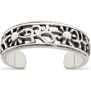 Sterling Silver Antiqued Floral Toe Ring - Jewelry By Sweet Pea in Kuwait