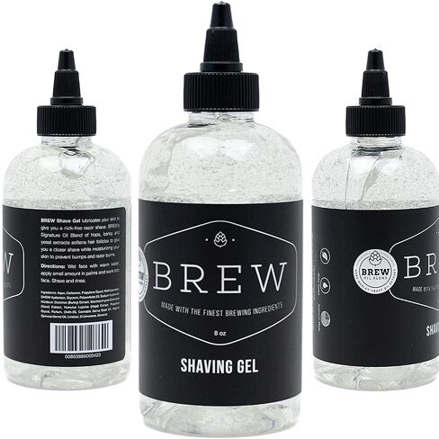 Beard Shave Gel by BREW Grooming - Clear Gel for Perfect Edging & Smooth Shaving - Made With Hops, Barley, Yeast Oil - Reduces Razor Irritation, Cuts & Nicks - Moisturizes, Cleans, Softens - 8 fl oz in Saudi Arabia