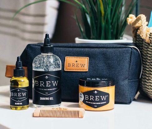Beard Shave Gel by BREW Grooming - Clear Gel for Perfect Edging & Smooth Shaving - Made With Hops, Barley, Yeast Oil - Reduces Razor Irritation, Cuts & Nicks - Moisturizes, Cleans, Softens - 8 fl oz in Saudi Arabia
