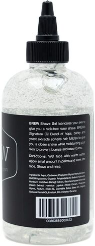 Beard Shave Gel by BREW Grooming - Clear Gel for Perfect Edging & Smooth Shaving - Made With Hops, Barley, Yeast Oil - Reduces Razor Irritation, Cuts & Nicks - Moisturizes, Cleans, Softens - 8 fl oz in Saudi Arabia