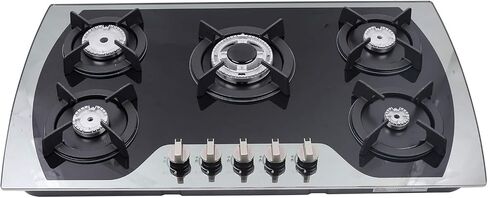 Gas Cooktop 30 Inch Gas Stove Cooktop Stove Burner Tempered Glass Built in 5 Burners Gas Hob Grate Stovetop LPG/NG Convertible (Style 1) in Kuwait