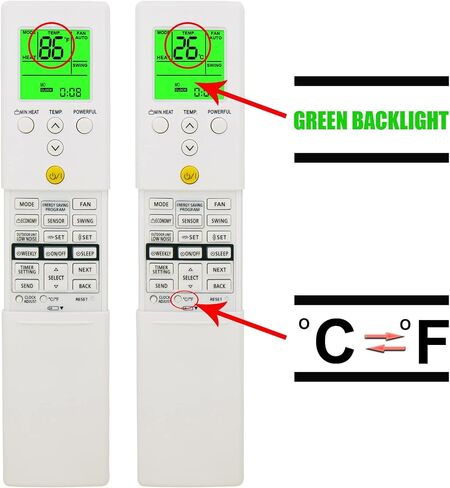 Replacement for Fujitsu Air Conditioner Remote Control AR-REM1U ARREM1U ASU9RLS3Y ASU12RLS3Y ASU15RLS3Y ASU30RLE, ASUG09LZAS ASUG12LZAS ASUG15LZAS Display in Both Fahrenheit and Celsius in Saudi Arabia