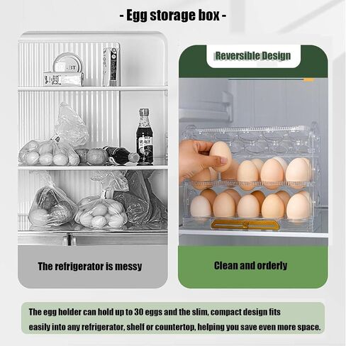 Egg Holder For Refrigerator,Egg storage,Egg Fresh Storage Box for Fridge,Egg Storage Container Organizer Bin,Suitable for refrigerator,Egg storage container organizer(Storable 30 Egg) in Saudi Arabia