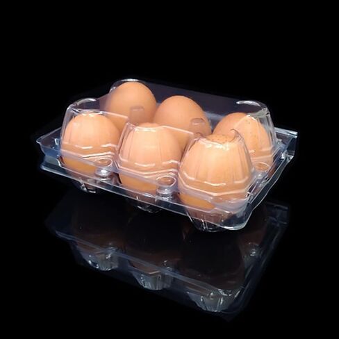 SOUJAP 100 Pack Clear Plastic Egg Cartons, 6 Cell Stackable Egg Storage Container with Lids, Egg Cartons Bulk for Family Pasture Farm Markets Display, Holds Up to 6 Eggs in Kuwait