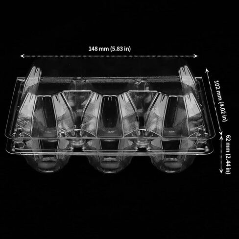 SOUJAP 100 Pack Clear Plastic Egg Cartons, 6 Cell Stackable Egg Storage Container with Lids, Egg Cartons Bulk for Family Pasture Farm Markets Display, Holds Up to 6 Eggs in Kuwait