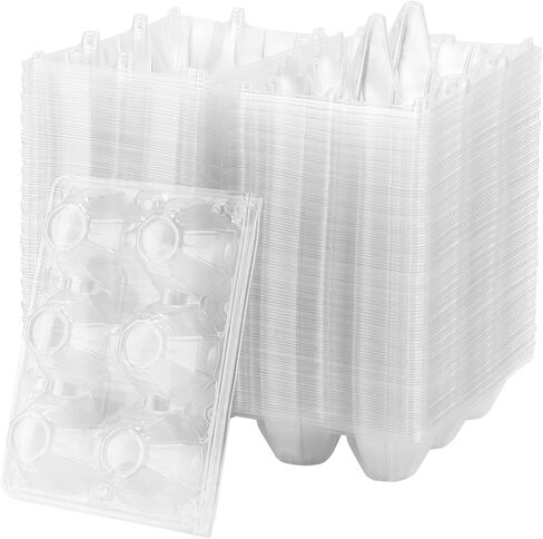 SOUJAP 100 Pack Clear Plastic Egg Cartons, 6 Cell Stackable Egg Storage Container with Lids, Egg Cartons Bulk for Family Pasture Farm Markets Display, Holds Up to 6 Eggs in Kuwait