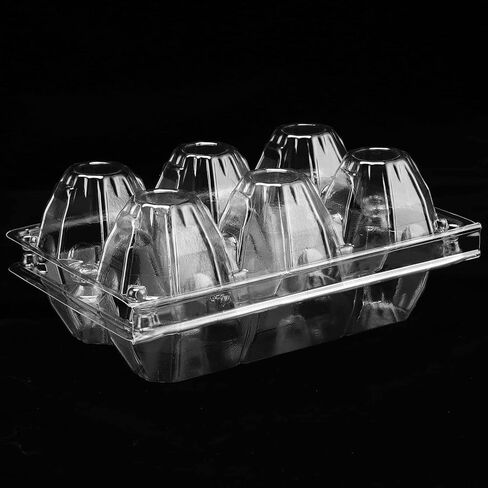 SOUJAP 100 Pack Clear Plastic Egg Cartons, 6 Cell Stackable Egg Storage Container with Lids, Egg Cartons Bulk for Family Pasture Farm Markets Display, Holds Up to 6 Eggs in Kuwait