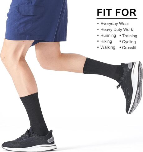 6 Pairs Men's Moisture Control Crew Socks Cushioned Athletic Work Boot Socks in Saudi Arabia