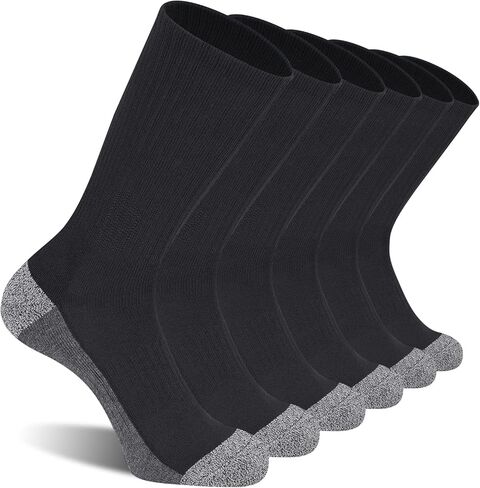 6 Pairs Men's Moisture Control Crew Socks Cushioned Athletic Work Boot Socks in Saudi Arabia