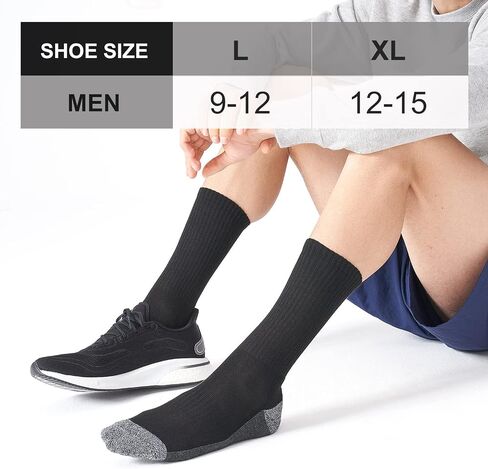 6 Pairs Men's Moisture Control Crew Socks Cushioned Athletic Work Boot Socks in Saudi Arabia