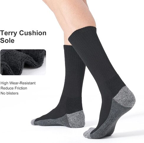 6 Pairs Men's Moisture Control Crew Socks Cushioned Athletic Work Boot Socks in Saudi Arabia