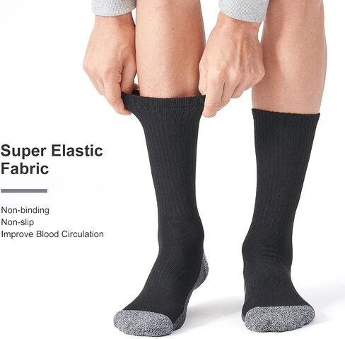 6 Pairs Men's Moisture Control Crew Socks Cushioned Athletic Work Boot Socks in Saudi Arabia