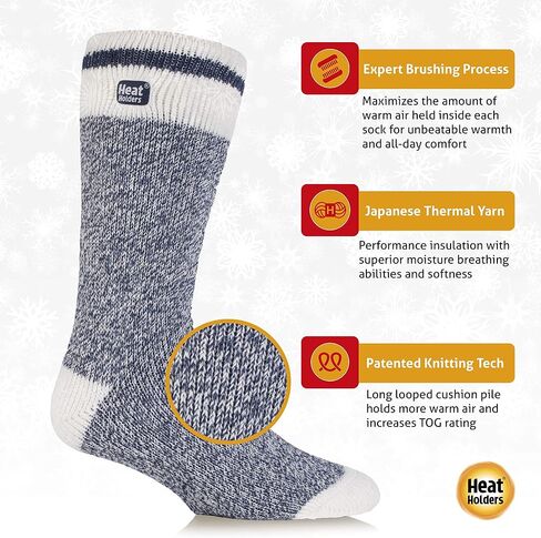 Heat Holders Men's Block Twist Socks Charcoal/Cream/Men's 7-12 in Saudi Arabia